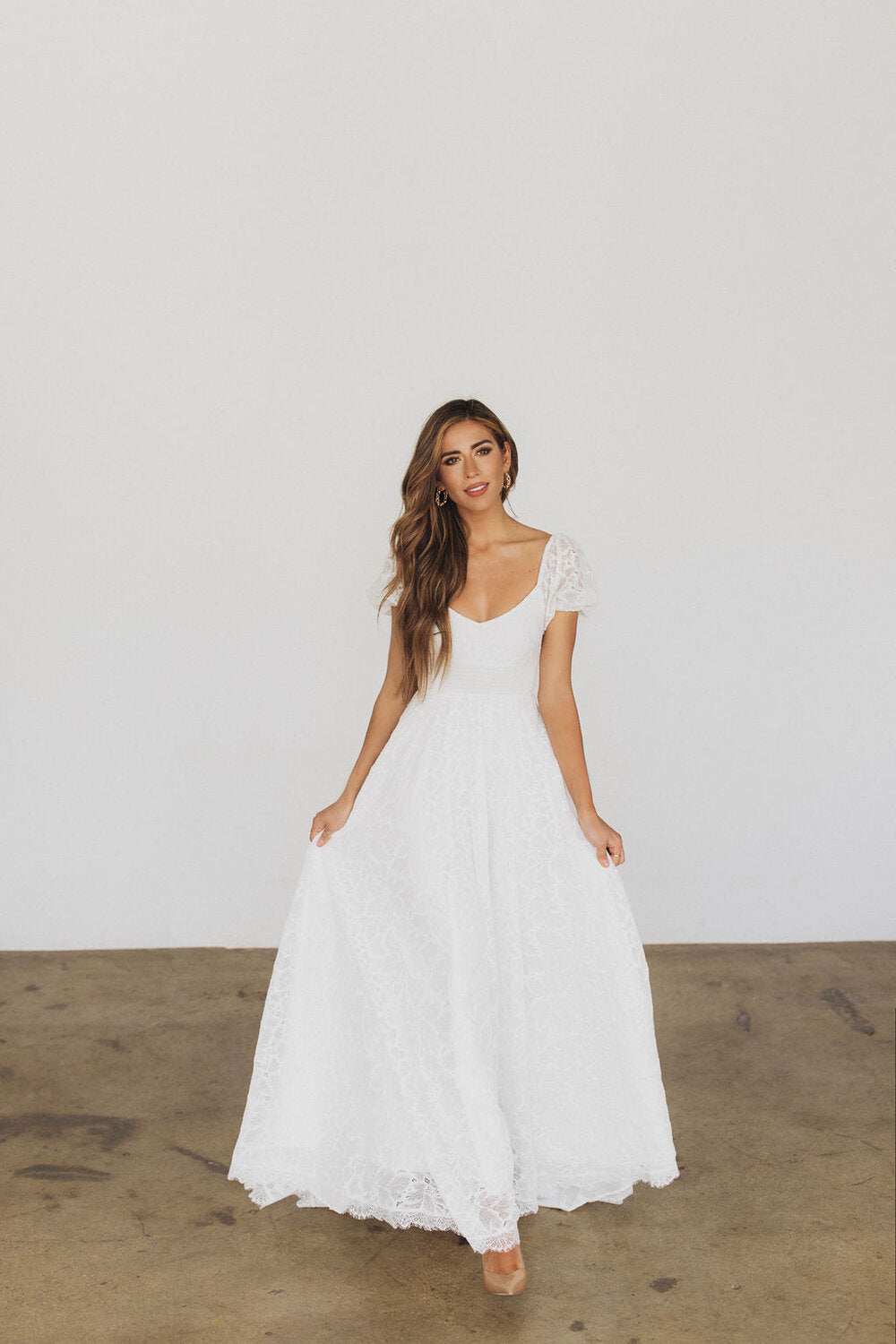 Posey Smocked Lace Wedding Dress