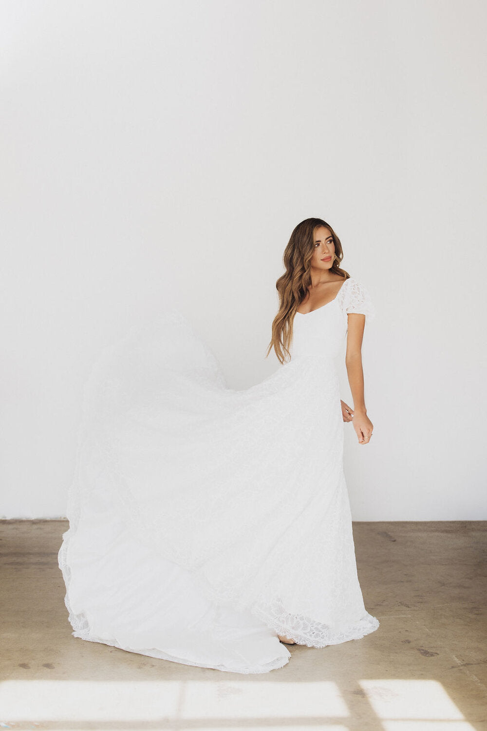 Posy Smocked Lace Wedding Dress